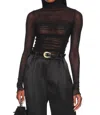 Free People Under It All Long Sleeve Mock Neck Bodysuit In Black In Black