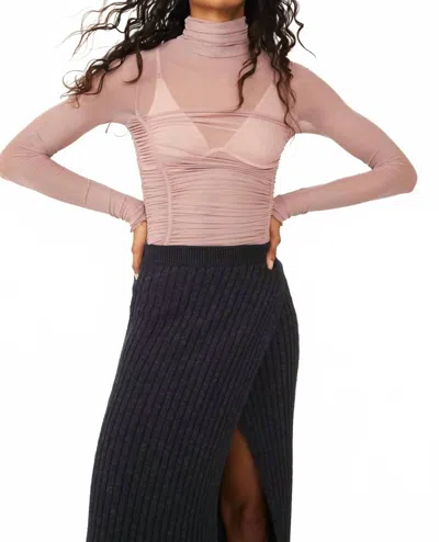 Free People Under It All Long Sleeve Mock Neck Bodysuit In Blush In Pink