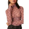 Free People Under It All Ruched Mesh Turtleneck Bodysuit In Garnet Combo