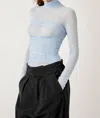 Free People Under It All Ruched Mesh Turtleneck Bodysuit In Blue