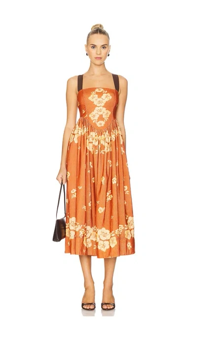 Free People Until Dawn Midi Dress In Orange