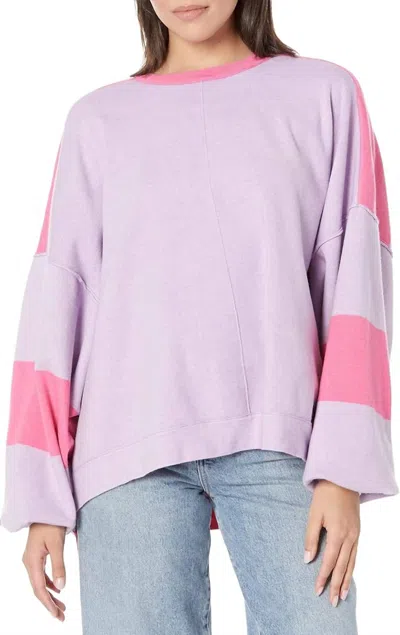 Free People Uptown Colorblock Pullover Sweater In Lilac Aurora Combo In Purple