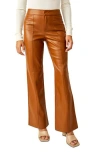 Free People Uptown Faux Leather Flare Pants In Brown