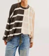 FREE PEOPLE UPTOWN STRIPE PULLOVER IN CAMEL/GREY