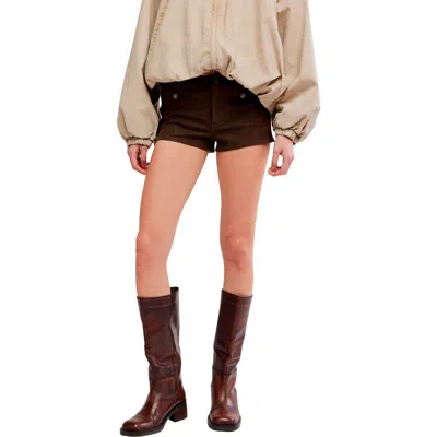 Free People Vagabond Faux Leather Shorts In Brown