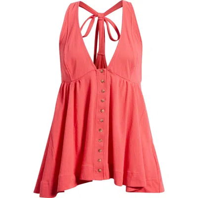 Free People Valerie Halter Neck Cotton Tunic Top In Pink