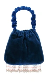 Free People Vancouver Velvet Clutch In Navy & Lapis