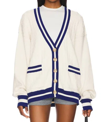 Free People Varsity V Neck Cardigan In Ecru In White