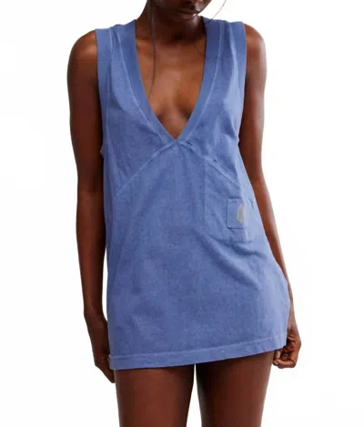 Free People Velocity Oversized Workout Tank Top In Blue Indigo In Multi