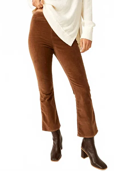 FREE PEOPLE VELVET CROP BOOT PANTS IN CHOCOLATE