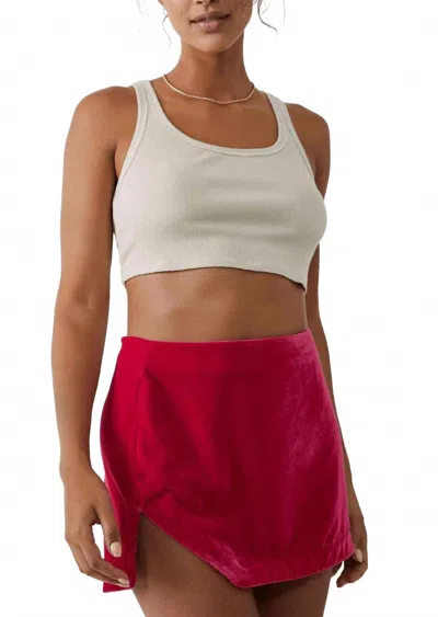 Free People Velvet Curved Hem Mini Skirt In Pink