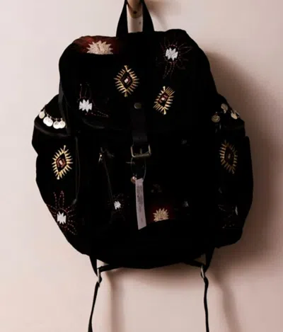 Free People Versaille Embroidered Suede Backpack In Black