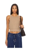 Free People Waffle Stitch Crop Tank Top In Tan