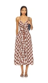 Free People Via Gingham Cotton Seersucker Sundress In Brown