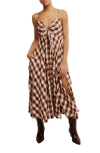 Free People Via Gingham Cotton Seersucker Sundress In Brown