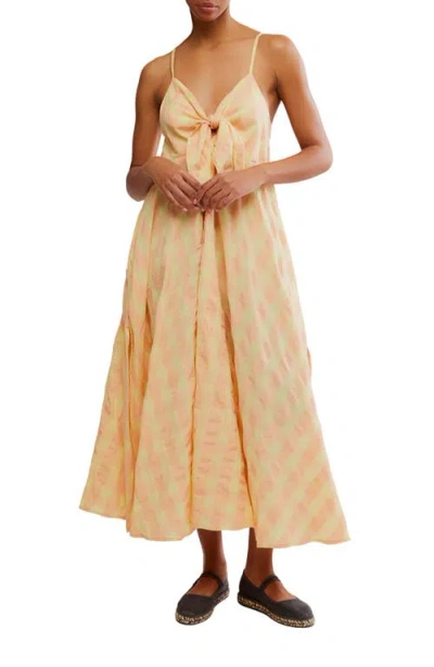 Free People Via Gingham Cotton Seersucker Sundress In Orange