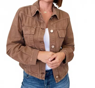 Free People Victoria Denim Jacket In Chocolate In Gold