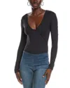 Free People Victoria Plunge Bodysuit In Black