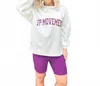 Free People Victory Pullover And Short Set In White/ Deep Mulberry In Purple