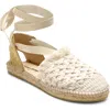 Free People Vida Ivory Woven Lurex Lace-up Espadrilles Flatforms In Ivory