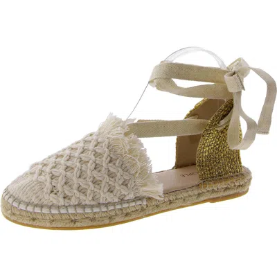 Free People Vida Espadrille Wrap Womens Metallic Padded Insole Lace Up Flats In Multi