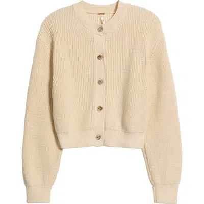 Free People Vienna Rib Button Front Cardigan In Neutral
