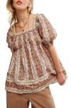 Free People Vintage Lover Cotton Top In Adobe Rose Combo