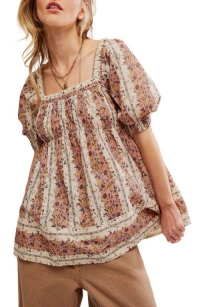 Free People Vintage Lover Cotton Top In Adobe Rose Combo