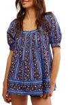 Free People Vintage Lover Blouse In Dutch Blue Combo