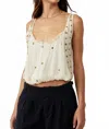 Free People Virgo Bead-embellished Chiffon Tank In Tofu In Neutral