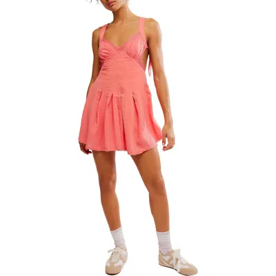 Free People Vivi Lace Trim Minidress In Sugar Coral