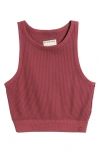 Free People Waffle Stitch Crop Tank Top In Amaranth