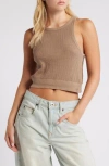 Free People Waffle Stitch Crop Tank Top In Cuban Sand