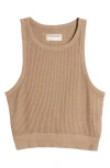 Free People Waffle Stitch Crop Tank Top In Cuban Sand
