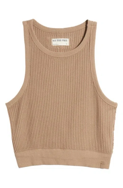 Free People Waffle Stitch Crop Tank Top In Cuban Sand