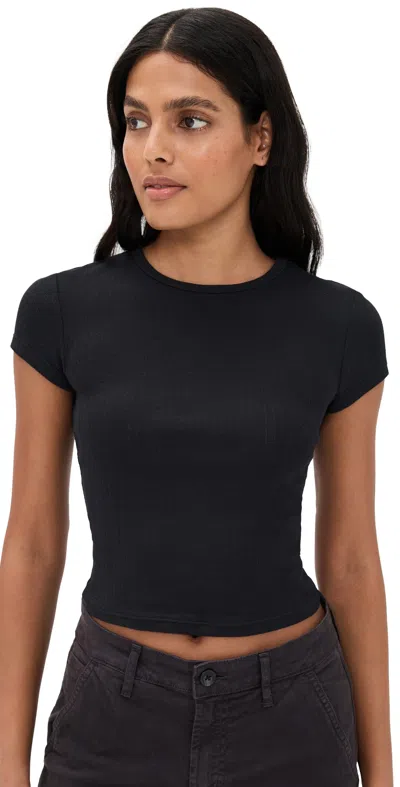 FREE PEOPLE WAIT A MINUTE BABY TEE ANTHRACITE
