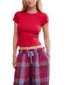 Free People Wait A Minute Baby Tee In Red