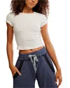 Free People Wait A Minute Rib Baby T-shirt In White