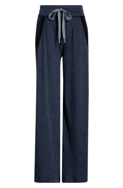 Free People Wait A Minute Drawstring Cotton Wide Leg Pants In Blue
