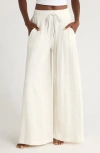 Free People Wait A Minute Drawstring Cotton Wide Leg Pants In Neutral