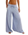 Free People Wait A Minute Wide Leg Lounge Pants In Blue