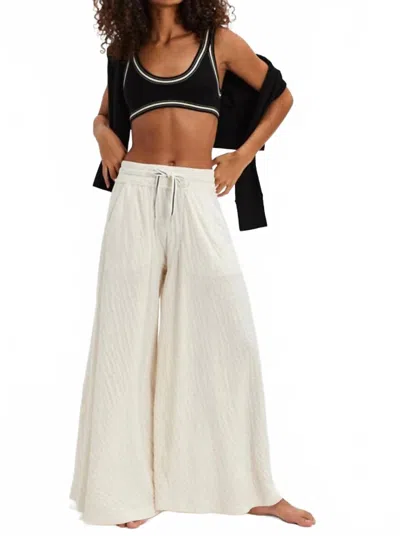 Free People Wait A Minute Wide Leg Pants In Oatmeal Heather Combo In White