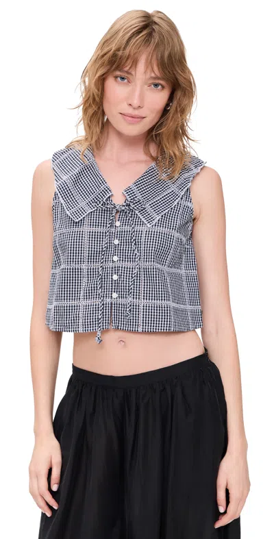 Free People Waiting For Me Crop Cotton Button-up Top In Blue