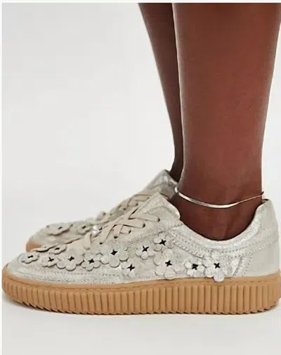 Free People Wall Flower Sneakers In Champagne Metallic In Multi