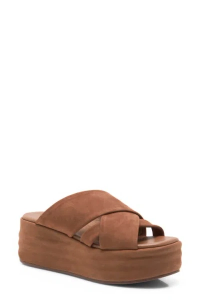 Free People Wanderbay Platform Wedge Slide Sandal In Brown