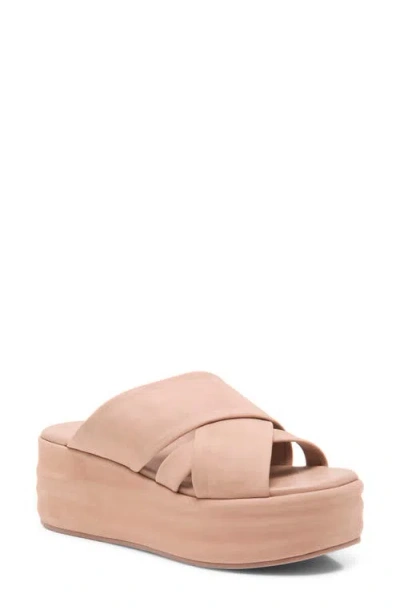 Free People Wanderbay Platform Wedge Slide Sandal In Pink
