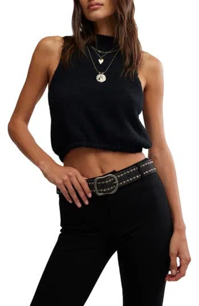 Free People Warm Fluff Crop Sweater Tank In Black