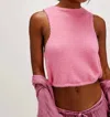 Free People Warm Fluffy Crop Top In Neon Pink In Pink