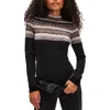 Free People Warmer Fair Isle Long Sleeve Bodysuit In Black