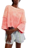 Free People Washed Ashore Cable Stitch Cotton Sweater In Pink